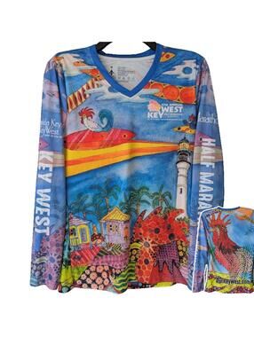 Key West Half Marathon M Always Advancing AOP Blue Long Sleeve Running Jersey